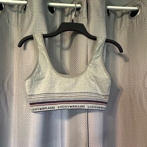 TWO Lucky Brand Bralettes. One gray, one navy. Sized XL. NWOT.